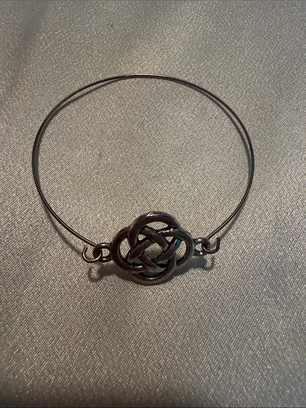 Sterling-Style Celtic Knot Wire Bangle Bracelet - Silver